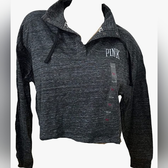 Large LOVE PINK cropped long sleeve pull over jacket NWT - Picture 2 of 7